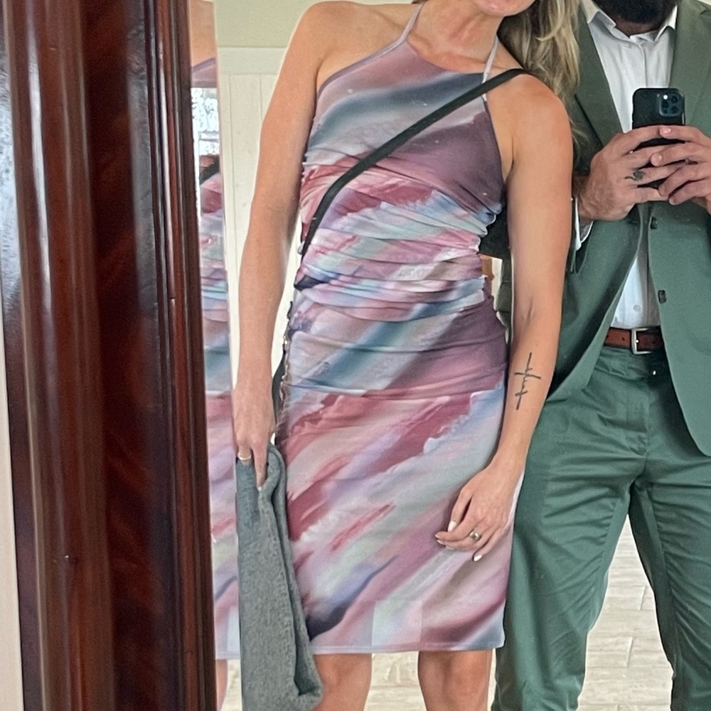 Multicolor high neck dress size small